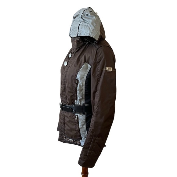 HELL IS FOR HEROES SKI JACKET BELTED AZTEC HOOD POCKETS FULL ZIP SNAP FRONT 42-6 - Picture 3 of 11